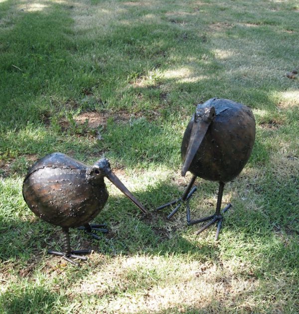 The Kiwi's are handcrafted with recycled materials to make superb garden sculptures