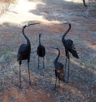 Twisted Herons handmade from recycled metal